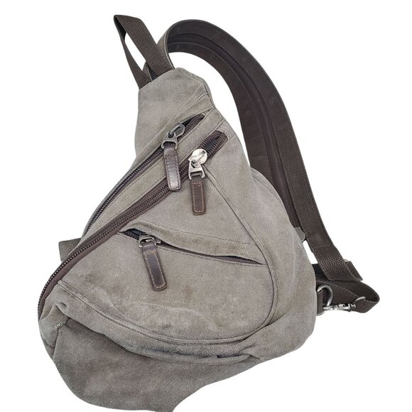 DaVan Purse Womens 16x9x4 Brown Canvas Sling Concealed Carry Backpack - Picture 1 of 12
